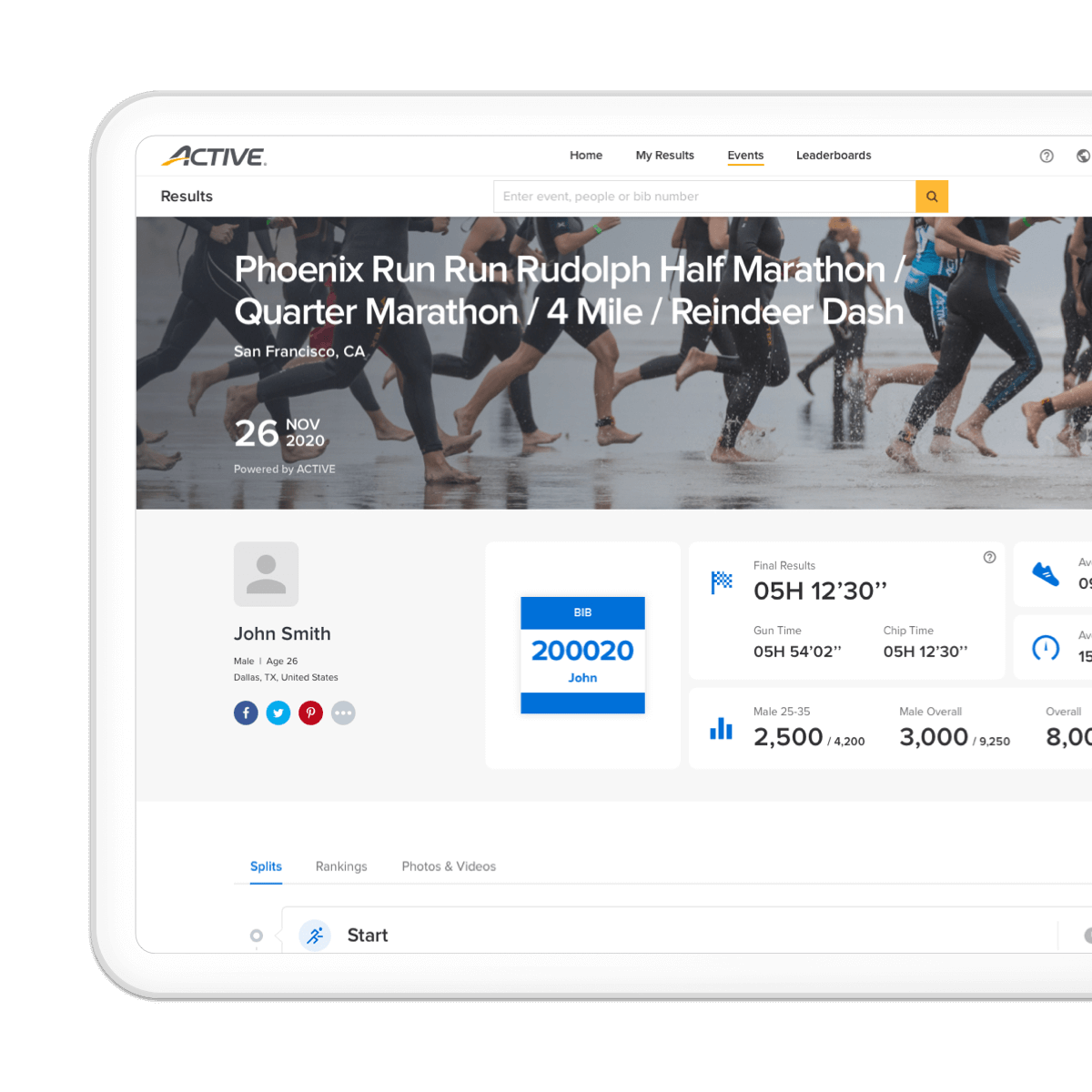 active results live results